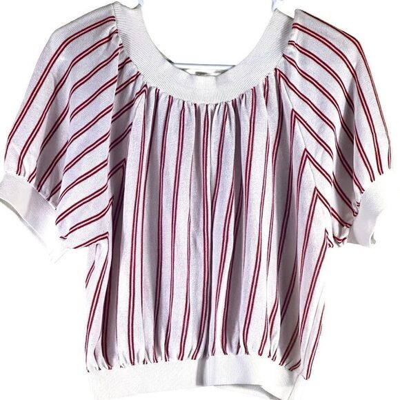 Club Monaco Oversized Red and White Striped Cropped Top Size XS 📦 - Picture 4 of 4
